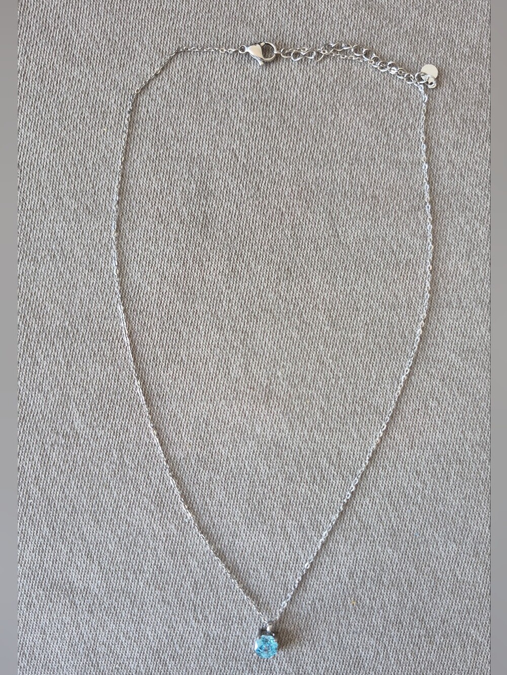 Delicate Silver Chain Necklace with Blue Zircon Pendant